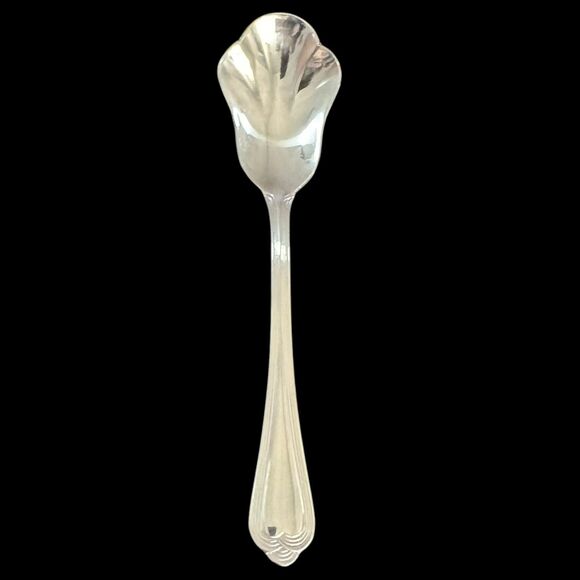 Pfaltzgraff Fairisle Sugar Shell Spoon 6 1/8" Glossy Stainless 18/8 Retired Vtg - Picture 1 of 10